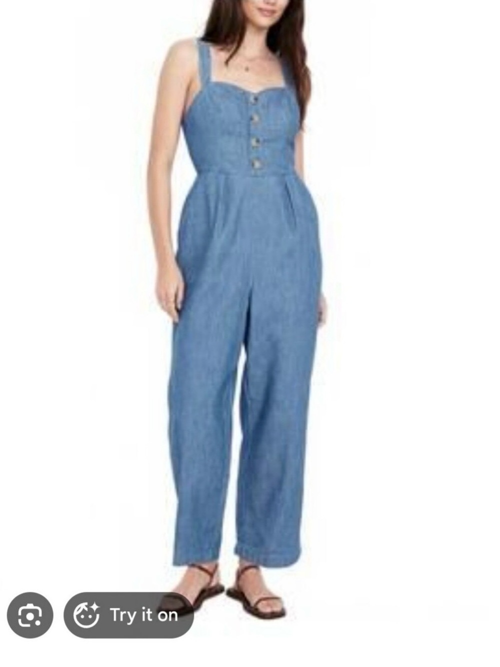 Old Navy Button-Front Denim Jumpsuit